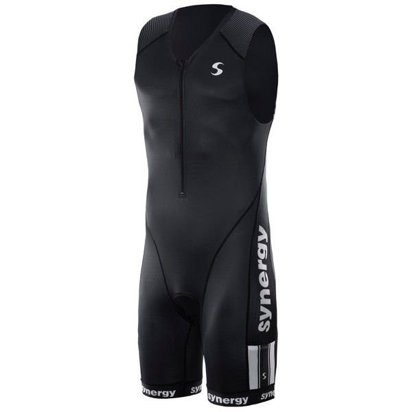 Synergy Triathlon Tri Suit - Men's Elite Sleeveless Trisuit (Salt/Pepper,