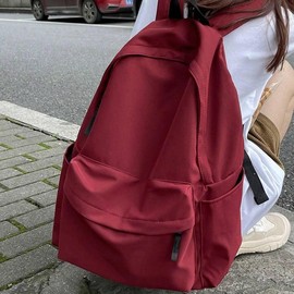 Women's Large Capacity Solid Color Minimalist College Style Fashion BackpackSchool Backpack,School Bag,School Bookbag,Big Backpack,Backpack School,Back To School BagsPortable,Lightweight,Classic Casual, Suitable For Teen Girls Women - Color: Red
