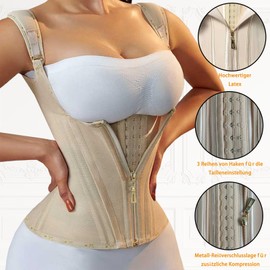 Ahigh Waist Cincher for Women, Shapewear Women's Tummy Control, Shapewear Waist Shaper, Women Latex Waist Trainer, Corset with Zip and Buckle Closure, beige, XL
