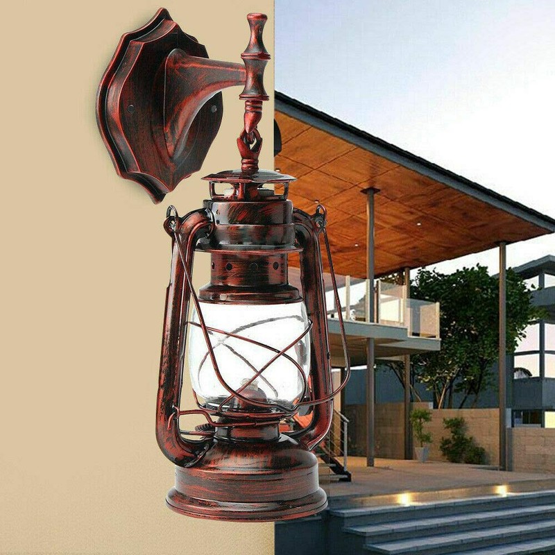 Lantern Wall Sconce Rusty Patina Finish, Exterior Antique Lantern Porch