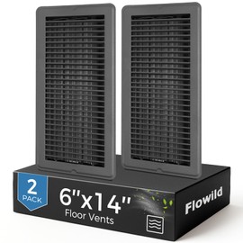 Flowild 2 Pack 6x14 Inch Heavy Duty Steel Grey Floor Vents, Walkable Vent Covers with Easy Adjust Air Supply Lever for Home Floor