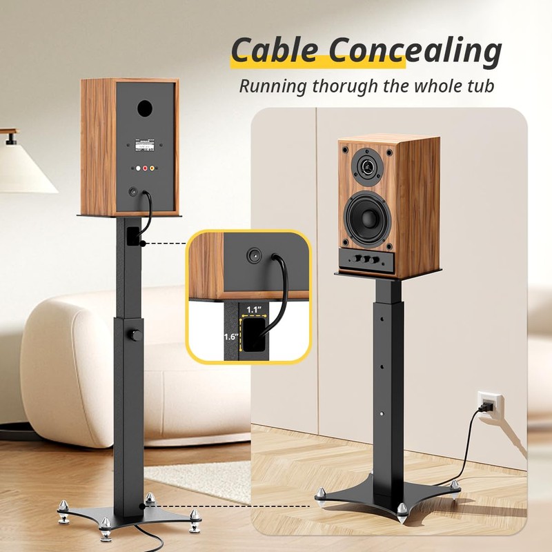 GZGDLJQ Adjustable Bookshelf Speaker Stands Pair, 20-27.5 Inch All-Metal Heavy