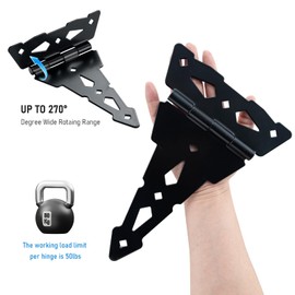 WellMade Heavy Duty Wood Gate Kit,8 Inch Decorative T Hinge and Spring Loaded Latch Gate Kit with Screws for Wooden Fence Shed Storage Gate Barns,Black Finish