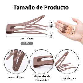 Triko Juego de 10 Broches Metálicos para el Cabello, Pinzas de Doble Agarre, Clips Metálicos a Presión para Cabello, Accesorios para el Cabello para Mujer, para Peinar y Sujetar