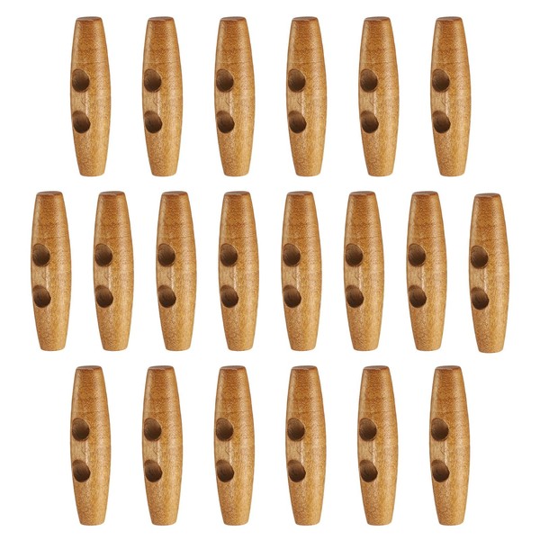 HARFINGTON 20pcs Wooden Toggle Buttons 50mm / 2" Wood Olive