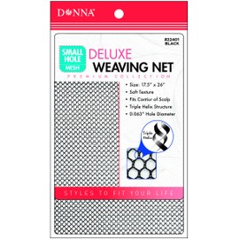 DONNA Deluxe Soft Weaving Net – Small Hole Mesh Hair Net with Triple Helix Structure – 17.5” x 26” – Lightweight, Breathable & Flexible for Sew-in Weaves – Black