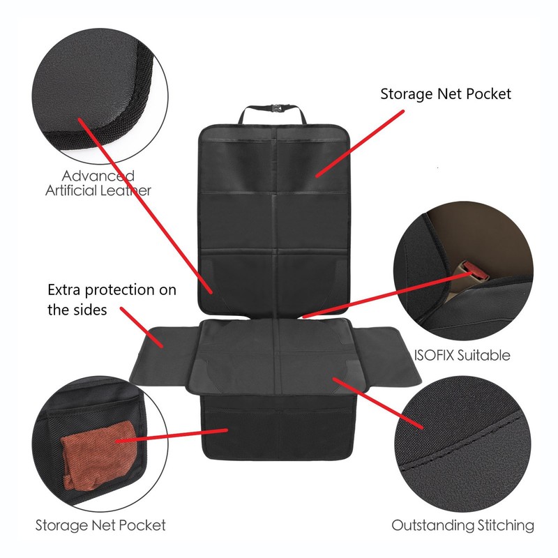 Baby Car Seat Protector with Mesh Storage Pocket Wear Resistant