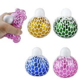 Stress Balls, Stress Ball for Adults, Anti-Stress Ball, Pack of 4 Stress Balls, Anti-Stress Toy for Children, Colourful Anti Stress Squeeze Grape Balls Children Adults for ADHD Anxiety Tension and