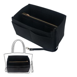 AWAVM Bag Organiser Insert Handbag,Purse Organizer,Felt Bag Organiser,Handbag Organiser,Multi Pockets Felt Handbag Liner Purse Insert Tote Bag Organizer fits Speedy, Neverful (Black, L)