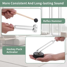MoResolune Healing Tuning Torks Set 128hz 136.1hz 256hz 384hz Tone Therapy Healing Sound Bath Instrument for Chakra Yoga Diapasones Terapeuticos Meditation Tools with Tuning Forks Stand and Activator