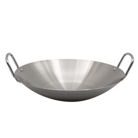 MDEOOSKY 26cm/10.23in Wok Thickened Stainless Steel Wok Pan Dual-Handled Frying Pan for Chinese Style Stir-Fry, Restaurant, Stove Top