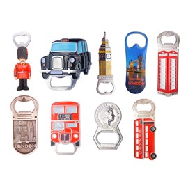 Great Mix of London Icons Bottle Opener Fridge Magnets - Set of 9 (SHOPONICA)