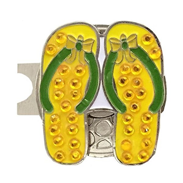 Giggle Golf - Bling Yellow Flip Flops Ball Marker &