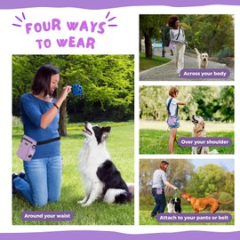 JYpawsie pal Dog Treat Pouch for pet Training with Magnetic Closure, Dog Treat Bag with Metal Clip Waist Belt Fanny Pack for Hands-Free Training and Poop Bag Holder for Pet Walking (Purple)