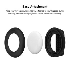 Belkin AirTag - Funda con Clip, Soporte Seguro, Funda Protectora para Llavero, Llavero para Etiqueta de Aire con Accesorio Resistente a los arañazos, Color Negro, MSC012btBK