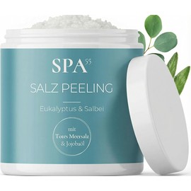 SPA55 Sauna Salt Eucalyptus & Sage - Dead Sea Salt Body Scrub with Jojoba Oil, Panthenol & Vitamin E | Skin Care & Regeneration | Shower Scrub & Sauna Exfoliating Salt Scrub | Gift Woman, 200 ml