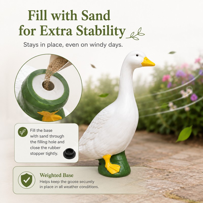 7-Inch White Goose Garden Statue – Outdoor Resin Goose Figurine