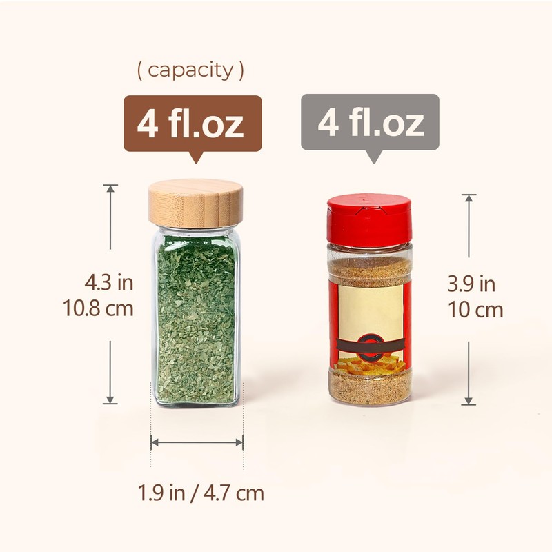 ComSaf Spice Jars with Label 4 oz 24Pcs, Glass Spice