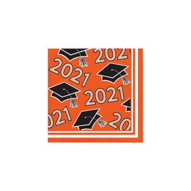 Creative Converting Orange 2021 Grad Beverage Napkins, 5"