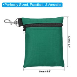 PATIKIL Golf Tee Pouch 6.7x5.5 Inch, Zipper Golf Ball Bag with Metal Lobster Claw Clip for Men Women Valuables Holder, Dark Green