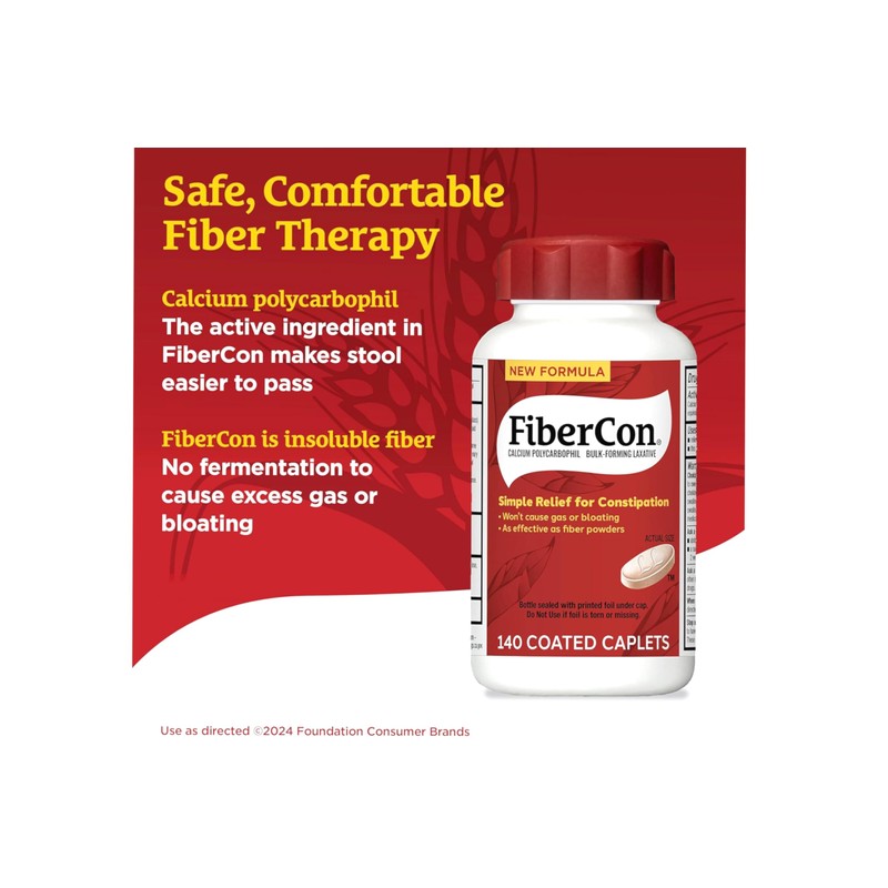 FiberCon Fiber Therapy for Regularity, Caplets, Value Size 140 caplets