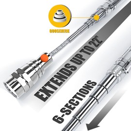 Magnetic Pickup Tool, Gifts for Men, Telescoping Magnet Flashlight, Gifts Idea & Stocking Stuffers for Men, Teen Boys, Mechanic, Boyfriend, Christmas Gifts for Dad, Husband, Father, Black