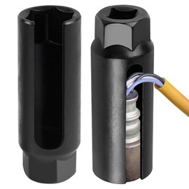 Oxygen Sensor Socket Lambda Sensor Key 22 mm Lambda Sensor Tool Set, Lambda Sensor Key 1/2 Inch Nut with Wide Side Cut-Out to Prevent Damage to Wires