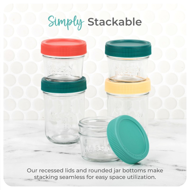 Mason Bottle 4oz Breast Milk Storage Jars (12-Pack) – Reusable
