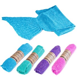 Kitchen Home - Mermaid Tail Blanket – Super Soft All Season Crochet Mermaid Pattern Knitted Sleeping Bag Throw for Adults and Kids – 72”x35” - Cerulean Blue