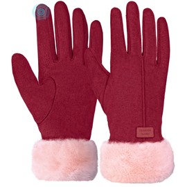 lifwimner Winter Gloves Women's Warm Touchscreen Windproof with Fleece Lined Winter Gloves for Cold Weather, red