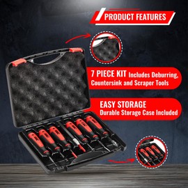 AFA Tooling - Deburring Tool 7 Piece Kit - Deburring and Reamer Tools - Works on Metal, Resin, PVC Pipes, Copper, Plastic and 3D Printed Edges - Plumbing & 3D Printing Burr Removal Reamer Tool