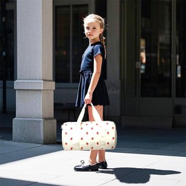 Glitter Dance Bag for Children Girls Ballet Bag Small School Bag Shoulder Bags Kids Sports Bag Gym Bag Small Children's Travel Bag with Waterproof Bag, beige strawberry