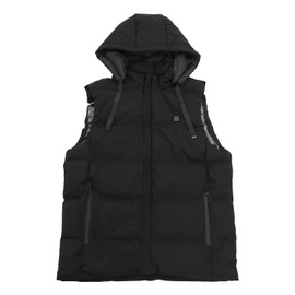 Heated Hooded Vest Fast Warmer Up Jacket 7 Areas Carbon Fiber Constant Temperature USB Port for Outdoor Skiing XXL Black