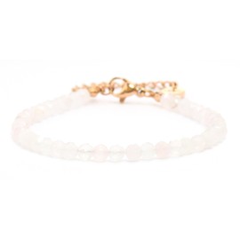 Genuine Gemstone Bracelet with Faceted 4 mm Beads – Adjustable Length – Healing Stone Protective Stone Bracelet Lucky Charm Talisman Gift, Gemstone, Faceted gemstone