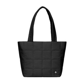 WESTBRONCO Puffer Tote Bags for Women Puffy Quilted Purse Nylon Shoulder Bag and Handbags with Laptop Compartment, Black, Medium, Stylish and Functional