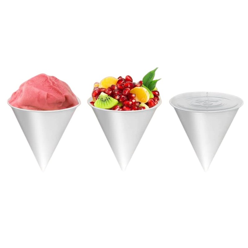 100 Count White Paper Cone Cups,5oz Snow Cone Cups for