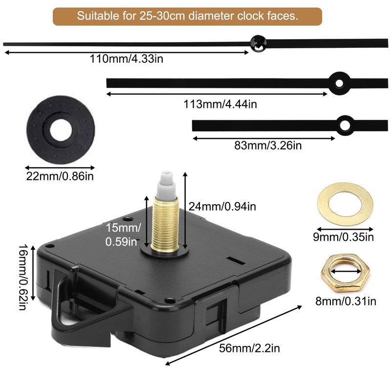 CAISYE Silent Clock Movement Set, Clock Movement for Wall Clock