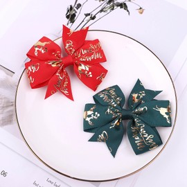 Christmas Hair Bow Clips for Kids Girls Christmas Hair Pin Bowknot Christmas Hair Clips Bow BHC07 (Set-B)
