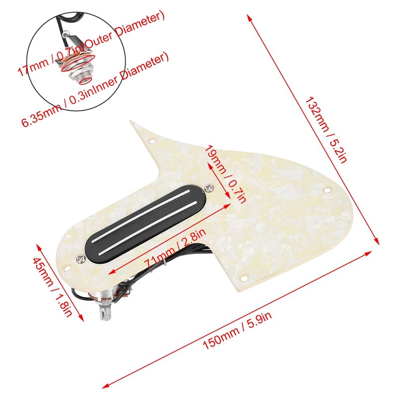Dual Rail Mandolin Pickguard Loaded Prewired Pickup A500k B500k Potentiometer