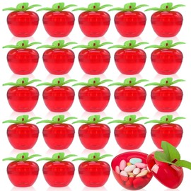 Aiofaervy 50 Pieces Plastic Apple Container,Red Apple Container Teacher Gifts Bulk Candy Jars Apple Decorations Back to School Classroom Decoration for School Wedding Christmas Party Favor