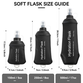 CXWLJL 250ml Soft Flask Soft Water Bottle for Running, Hiking, Travelling, Cycling and Climbing - Black