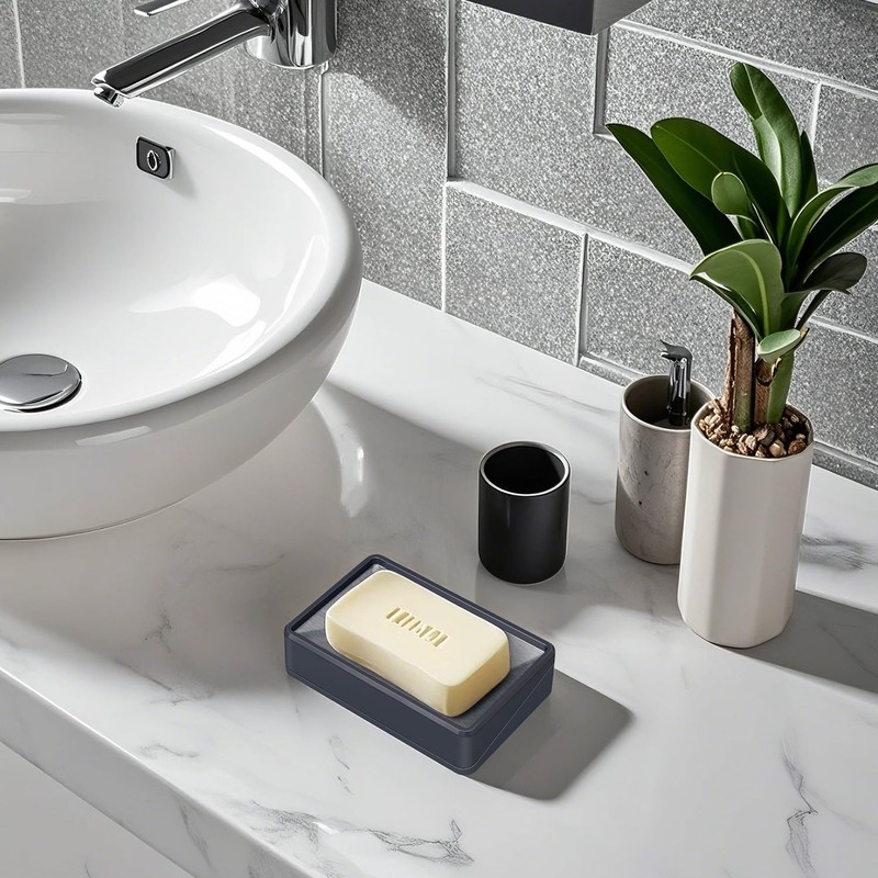 FIESONO Soap Dish Tray with Drain, Stainless Steel Soap Bar