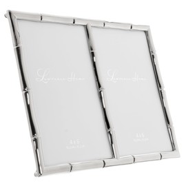4x6 Double Silver Metal Picture Frame with Bamboo Design
