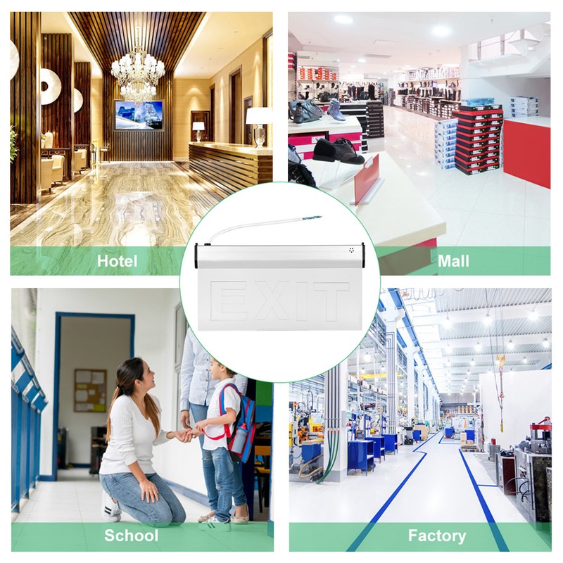 AC220V 3W LED PMMA 350x180mm/13.78x7.09in Emergency Exit Safety Indicator Light