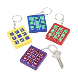 Fun Express 1 3/4" x 1 3/4" Bright Color Tic-Tac-Toe Game Plastic Keychains - 12 Pc.