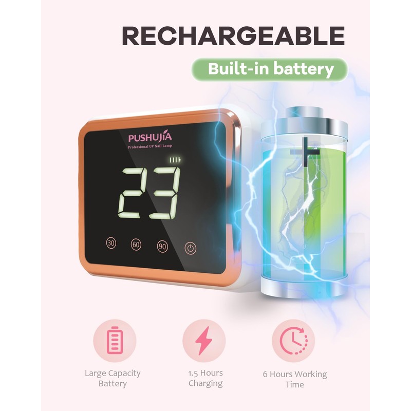 Professional Rechargeable UV LED Nail Lamp,Cordless UV Nail Dryer for