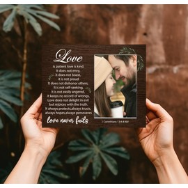 Love is Patient Love is Kind Picture Frame Gift for Couple, Wedding Photo Frame, Bible Gift for Anniversary, Engagement, 3x4.5 inch Photo