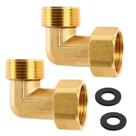 Pack of 2 Brass Movable Screw Connections, 3/4 Inch Brass Angle 90°, 3/4 Inch Male / Female Brass Elbow with O-Ring, DN20 90 Degree Angle Fitting for Water Installations and Central Heating Systems