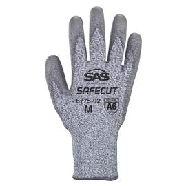 SAS Safety 6775-03 Cut Resistant Safecut™ Hppe Knit Glove, Pu Coating, Astm Cut Level 3, En 388 Level 4543 - Lrg - Bulk