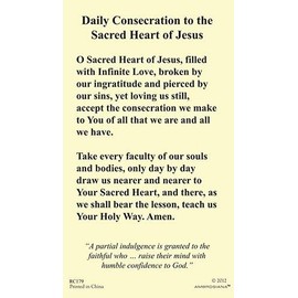 Sacred Heart Of Jesus Holy Card -Consecration-10 pack